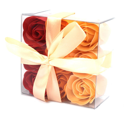 Luxury Soap Flowers - Set of 9 - Peach Roses