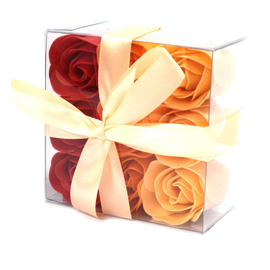 Luxury Soap Flowers - Set of 9 - Peach Roses