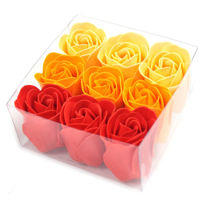 Luxury Soap Flowers - Set of 9 - Peach Roses