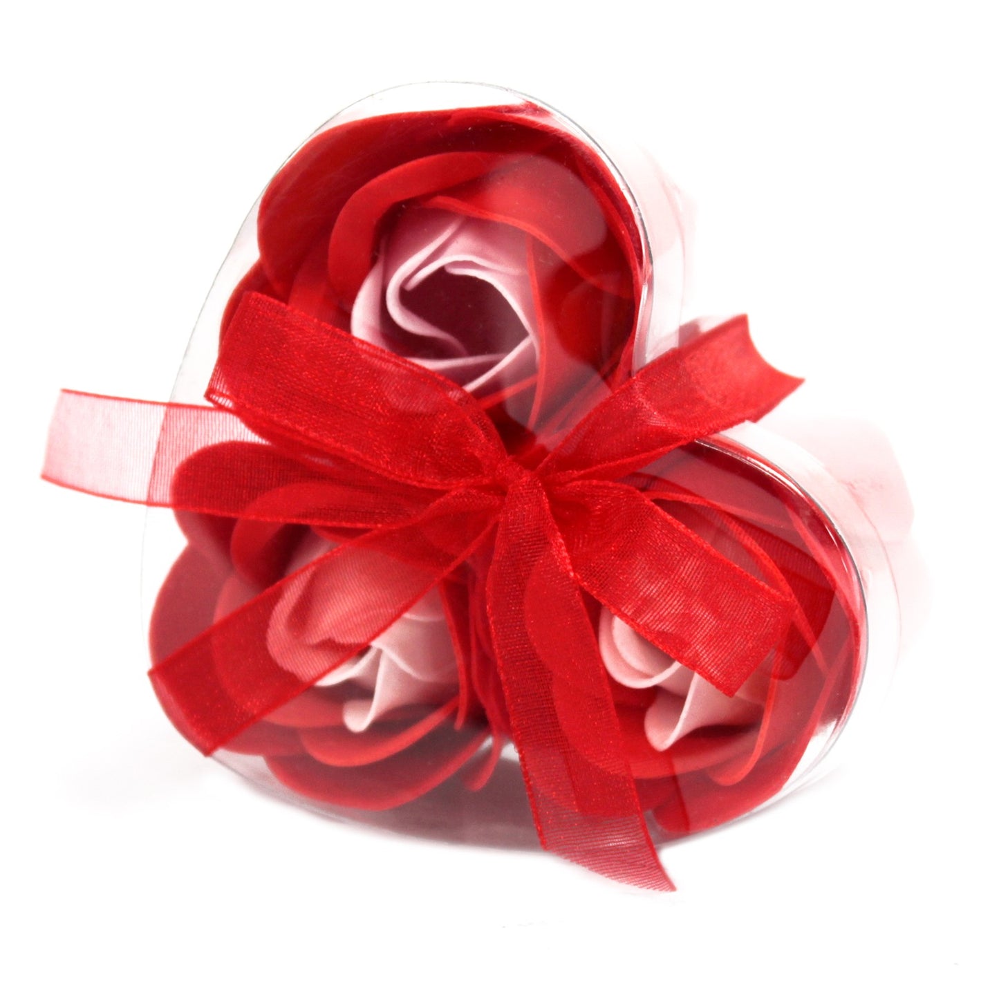 Luxury Soap Flowers Heart Box - Set of 3 - Red Roses