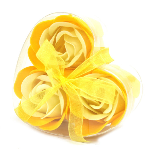Luxury Soap Flowers Heart Box - Set of 3 - Spring Roses