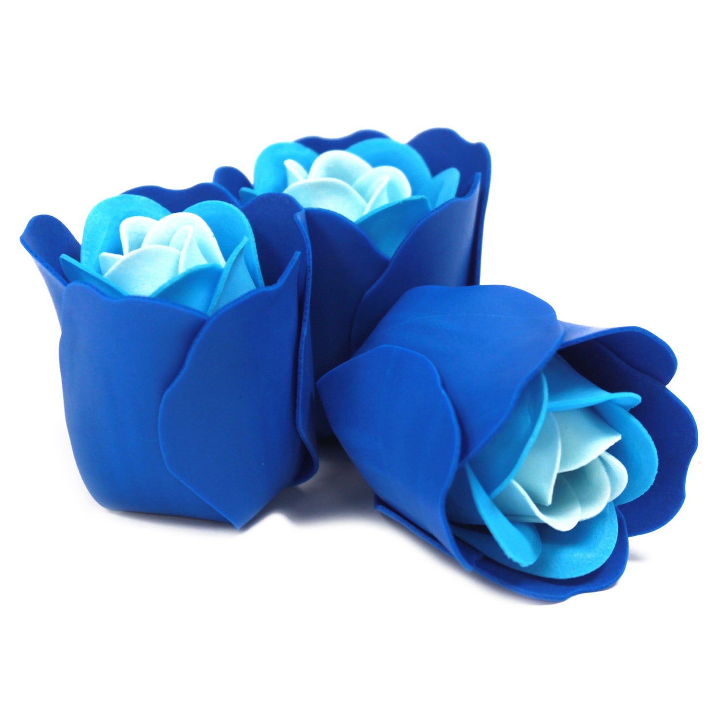 Luxury Soap Flowers Heart Box - Set of 3 - Blue Wedding Roses