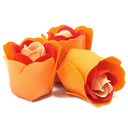 Luxury Soap Flowers Heart Box - Set of 3 - Peach Roses