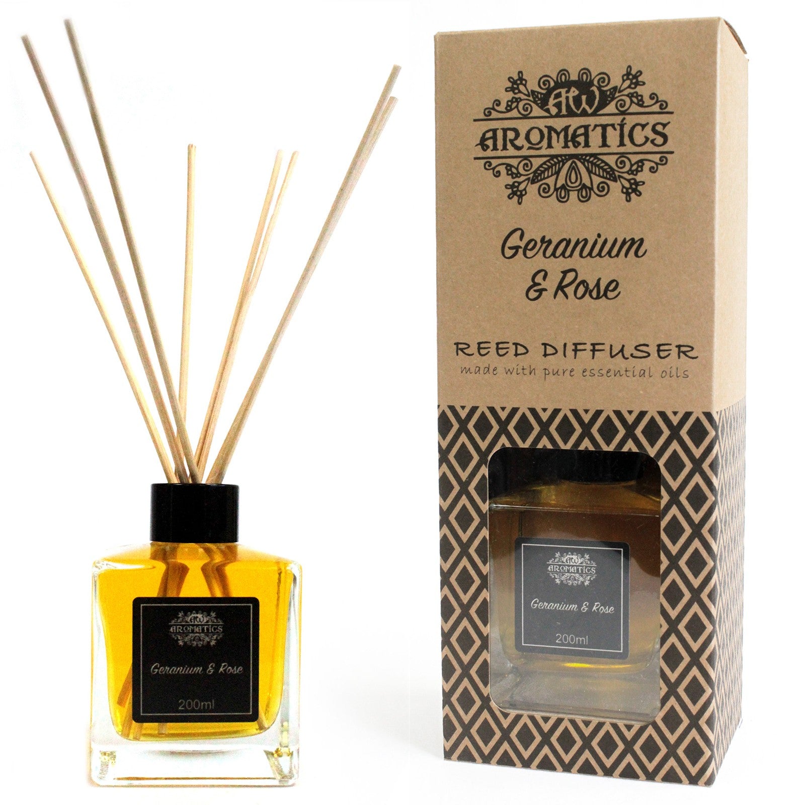 Reed Diffuser - Geranium & Rose Essential Oil - 200 ml