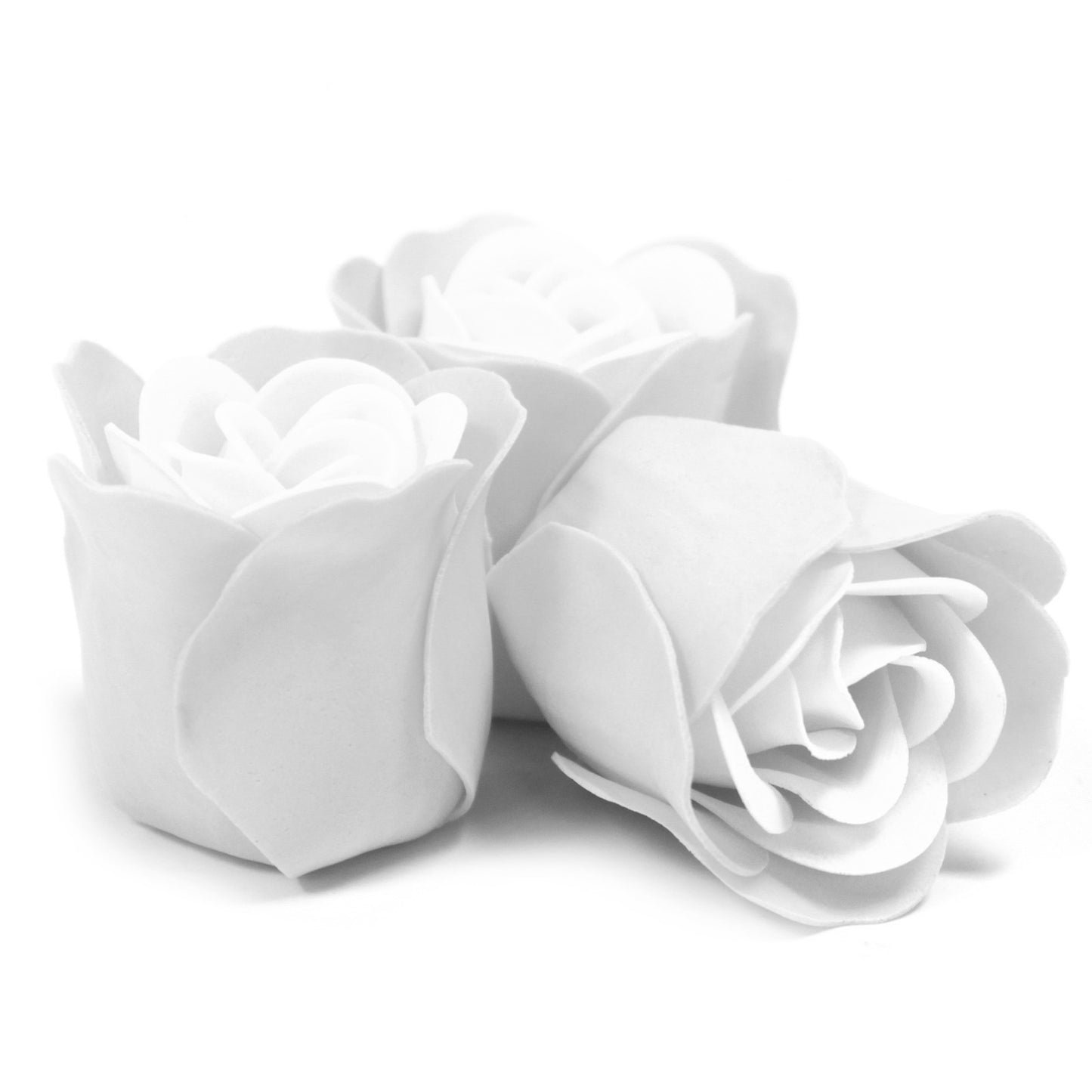 Luxury Soap Flowers Heart Box - Set of 3 - White