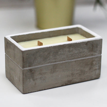 Wooden Wick Concrete Pot Scented Candle - Spiced South Sea Lime - Large