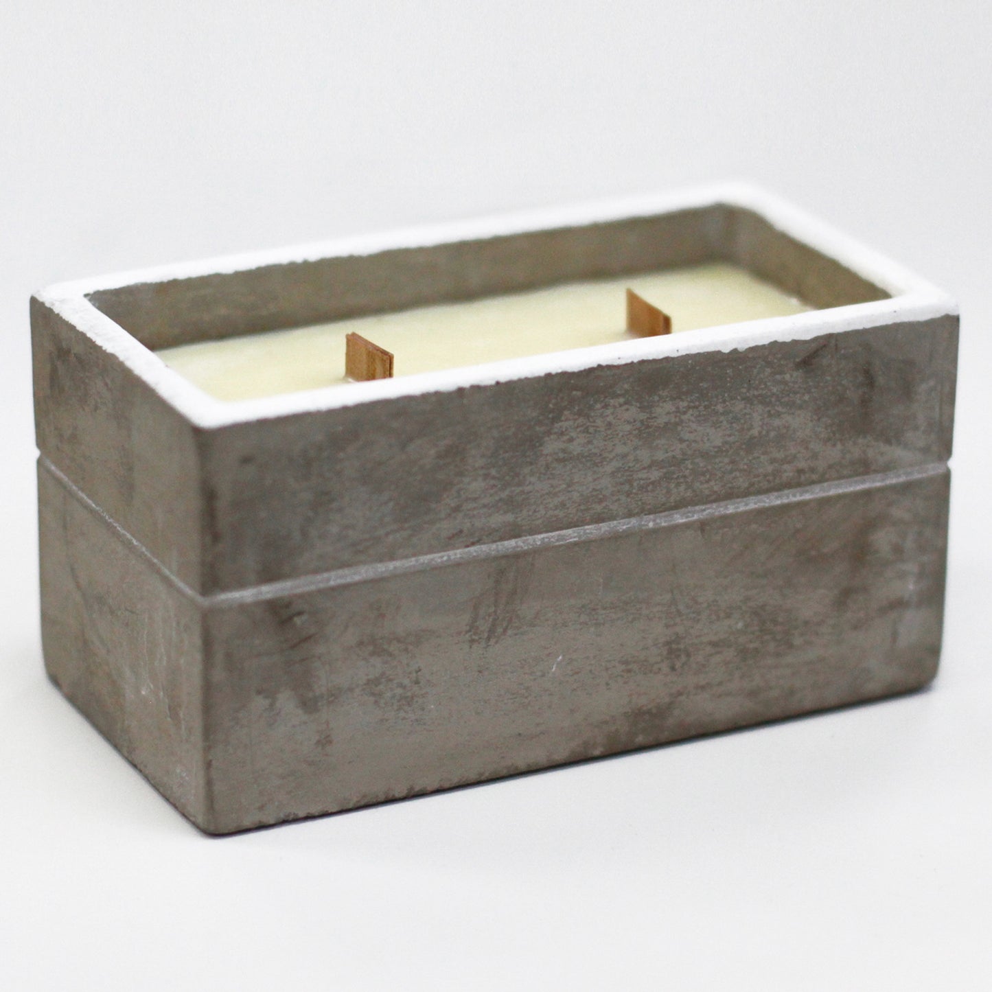 Wooden Wick Concrete Pot Scented Candle - Spiced South Sea Lime - Large