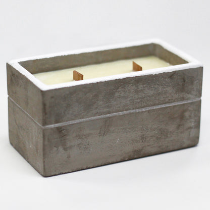 Wooden Wick Concrete Pot Scented Candle - Spiced South Sea Lime - Large