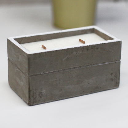 Wooden Wick Concrete Pot Scented Candle - Clove & Dark Sandalwood - Large