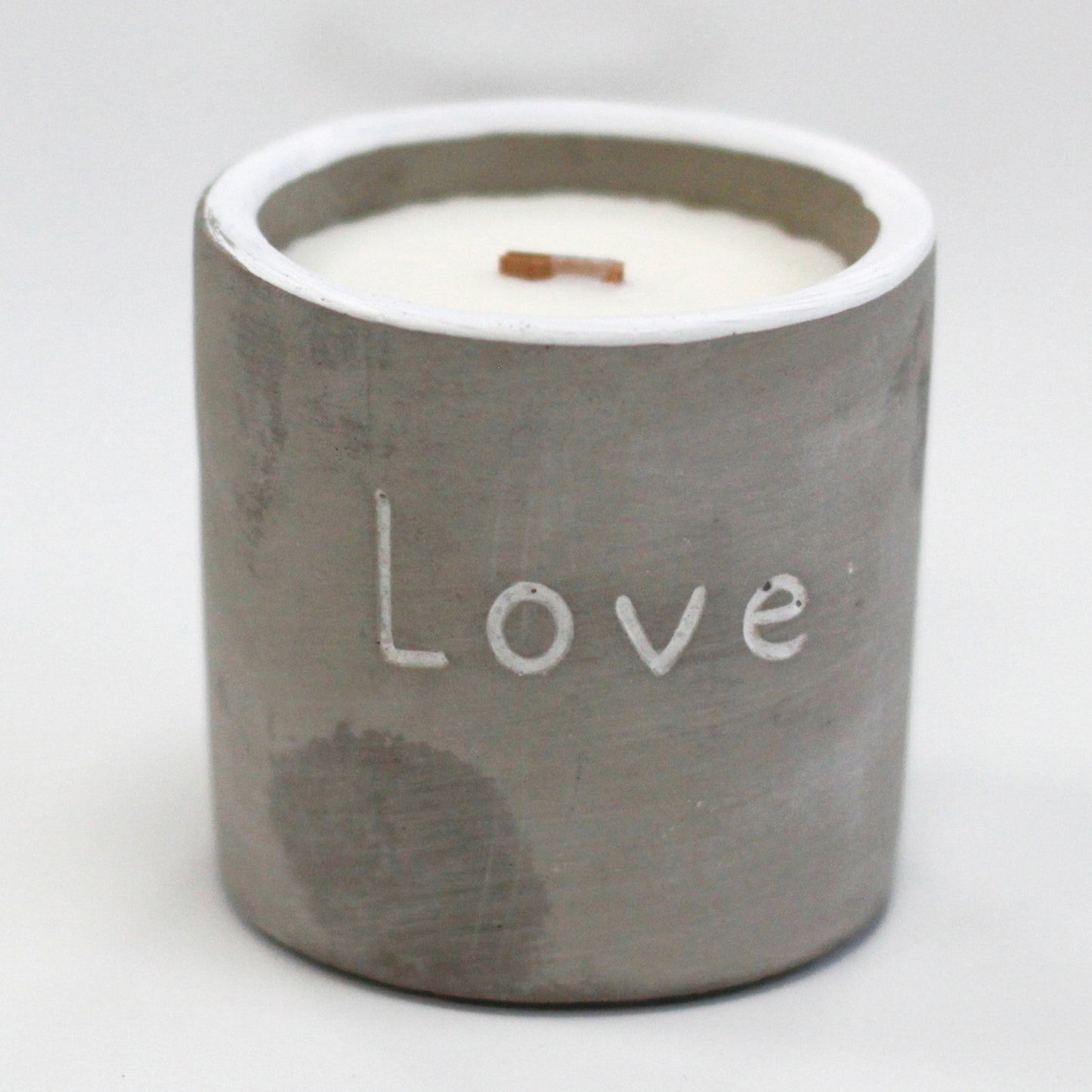 Wooden Wick Concrete Pot Scented Candle - Purple Fig & Casis - Love - Medium