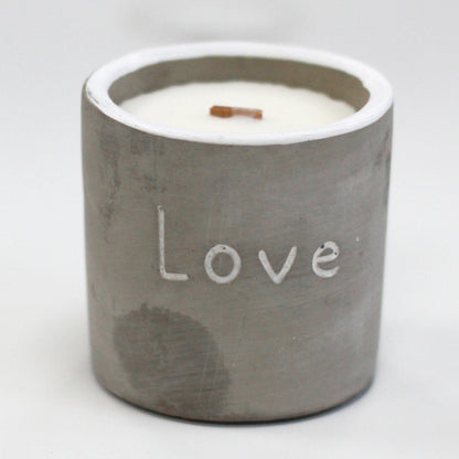 Wooden Wick Concrete Pot Scented Candle - Purple Fig & Casis - Love - Medium