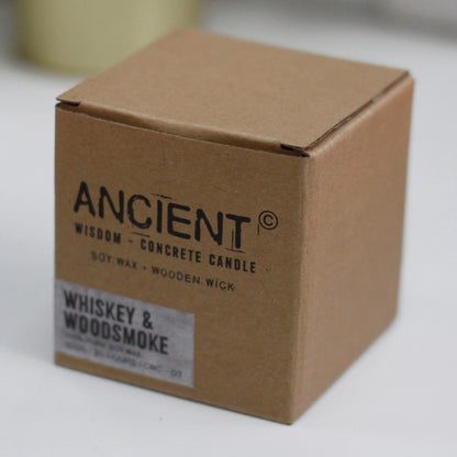 Wooden Wick Concrete Pot Scented Candle - Coffee in the Club - Grey