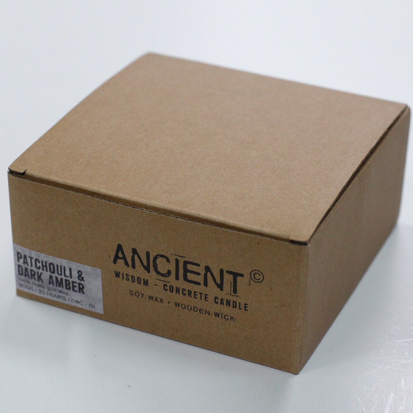 Wooden Wick Concrete Pot Scented Candle - Patchouli & Dark Amber - Large