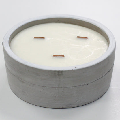 Wooden Wick Concrete Pot Scented Candle - Patchouli & Dark Amber - Large