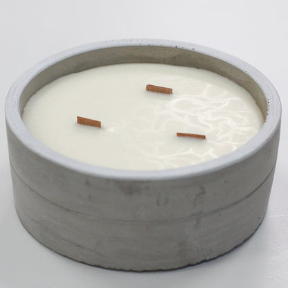 Wooden Wick Concrete Pot Scented Candle - Crushed Vanilla & Orange - Large