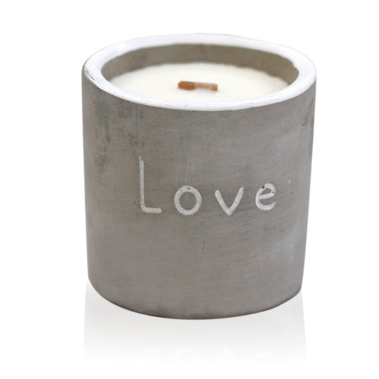 Wooden Wick Concrete Pot Scented Candle - Purple Fig & Casis - Love - Medium