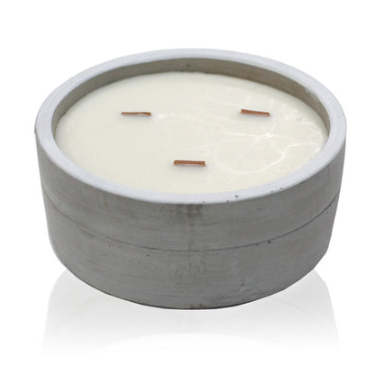 Wooden Wick Concrete Pot Scented Candle - Patchouli & Dark Amber - Large