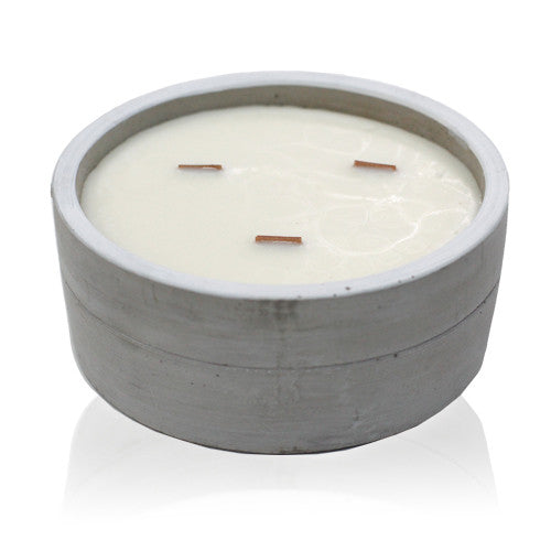 Wooden Wick Concrete Pot Scented Candle - Patchouli & Dark Amber - Large