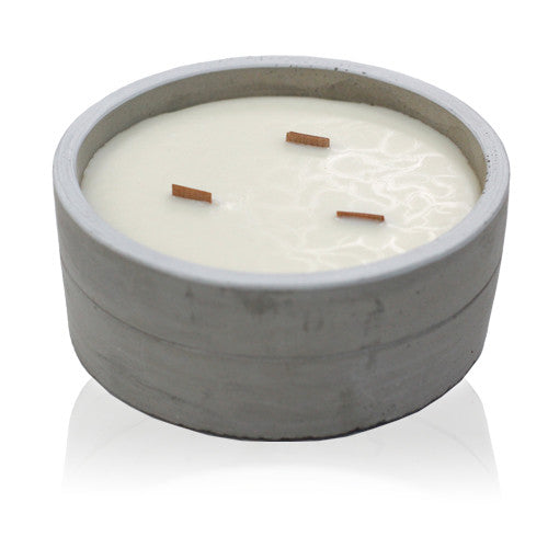 Wooden Wick Concrete Pot Scented Candle - Crushed Vanilla & Orange - Large