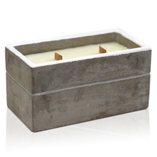 Wooden Wick Concrete Pot Scented Candle - Spiced South Sea Lime - Large