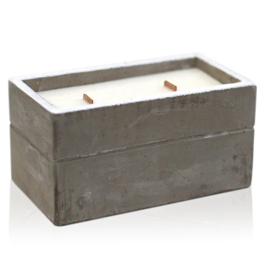 Wooden Wick Concrete Pot Scented Candle - Clove & Dark Sandalwood - Large