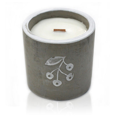 Wooden Wick Concrete Pot Scented Candle - Juniper & Sweet Gin - Berries - Medium