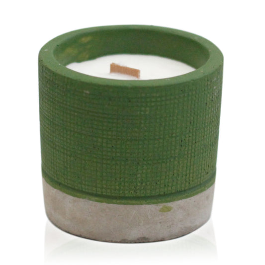 Wooden Wick Concrete Pot Scented Candle - Sea Moss & Herbs - Green