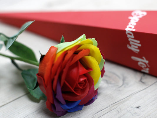 Luxury Soap Flower - Single Rose - Rainbow Rose