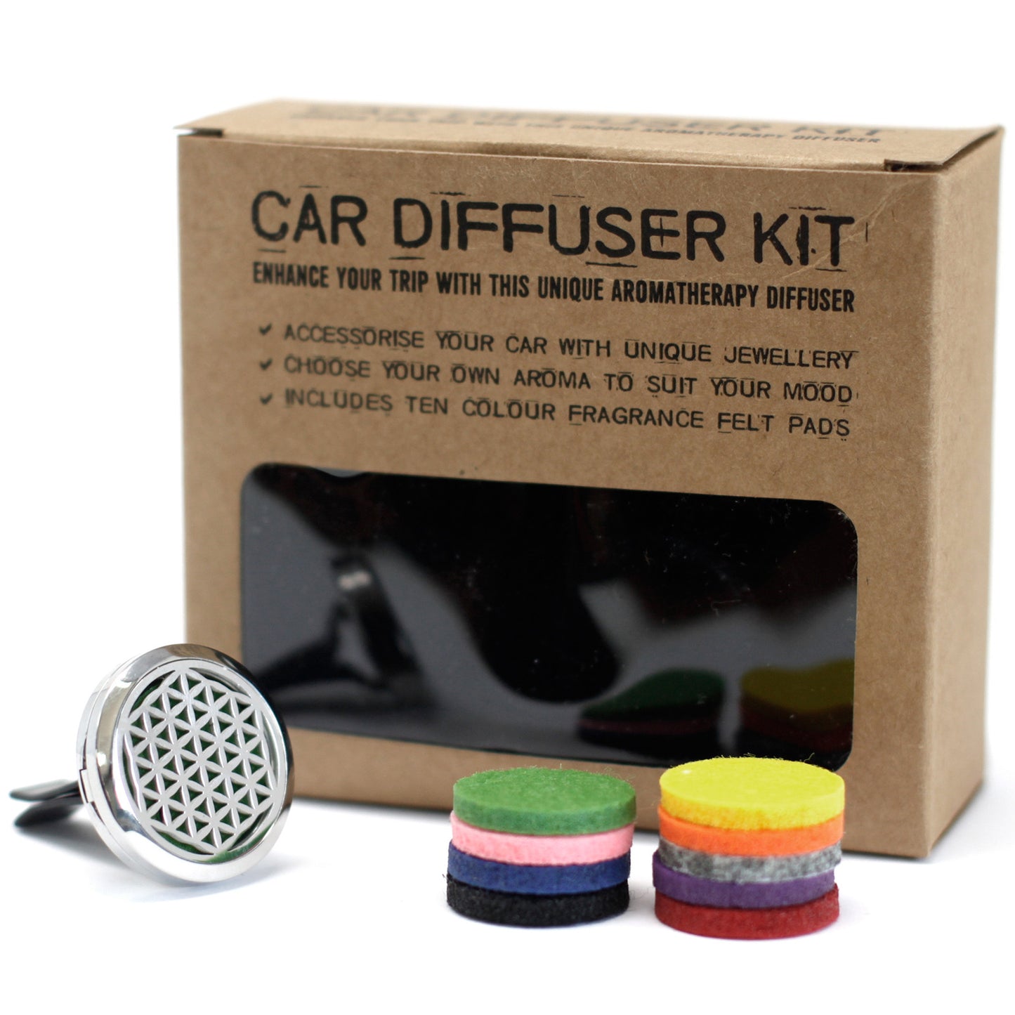 Car Diffuser Set - Flower of Life - 30 mm