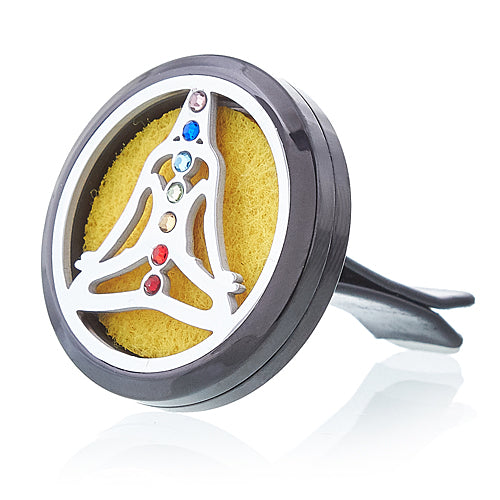 Car Diffuser Set - Pewter Yoga Chakra - 30 mm