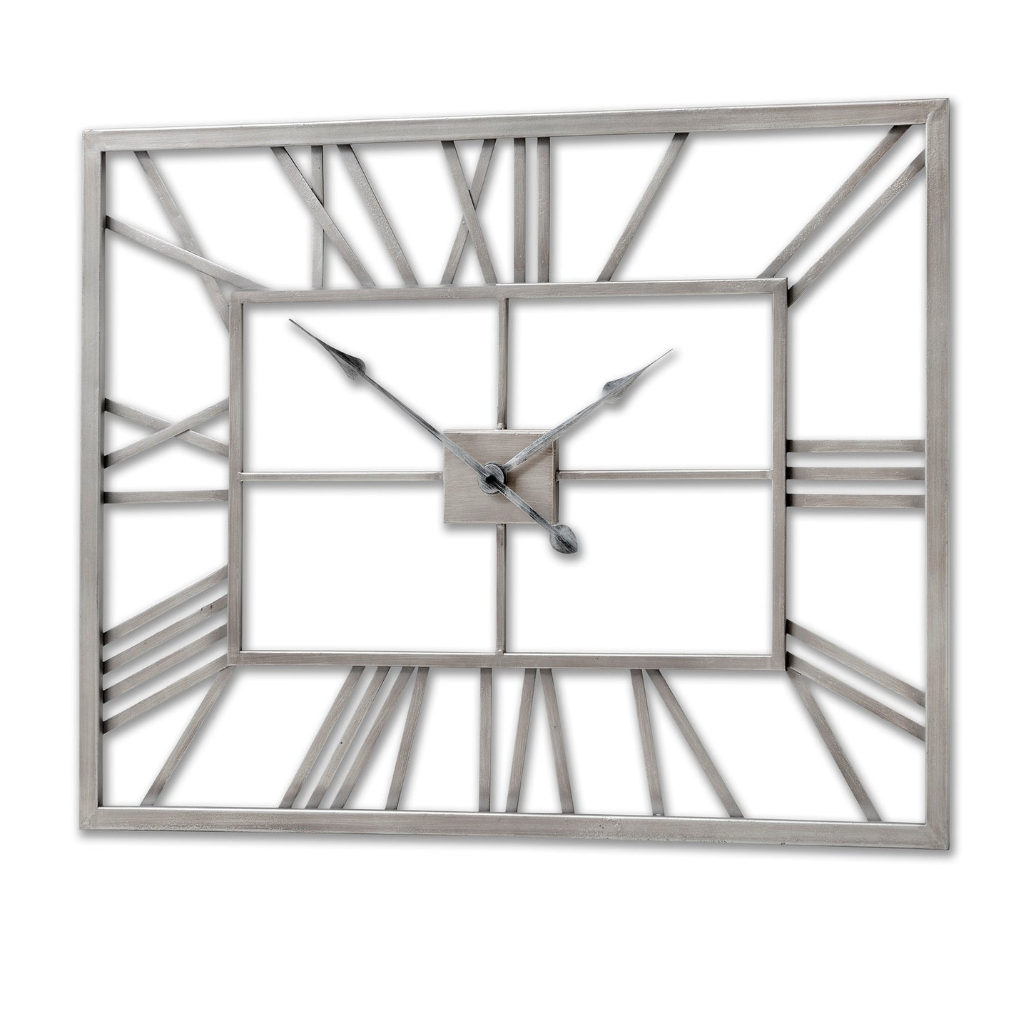Silver Skeleton Wall Clock - Rectangular