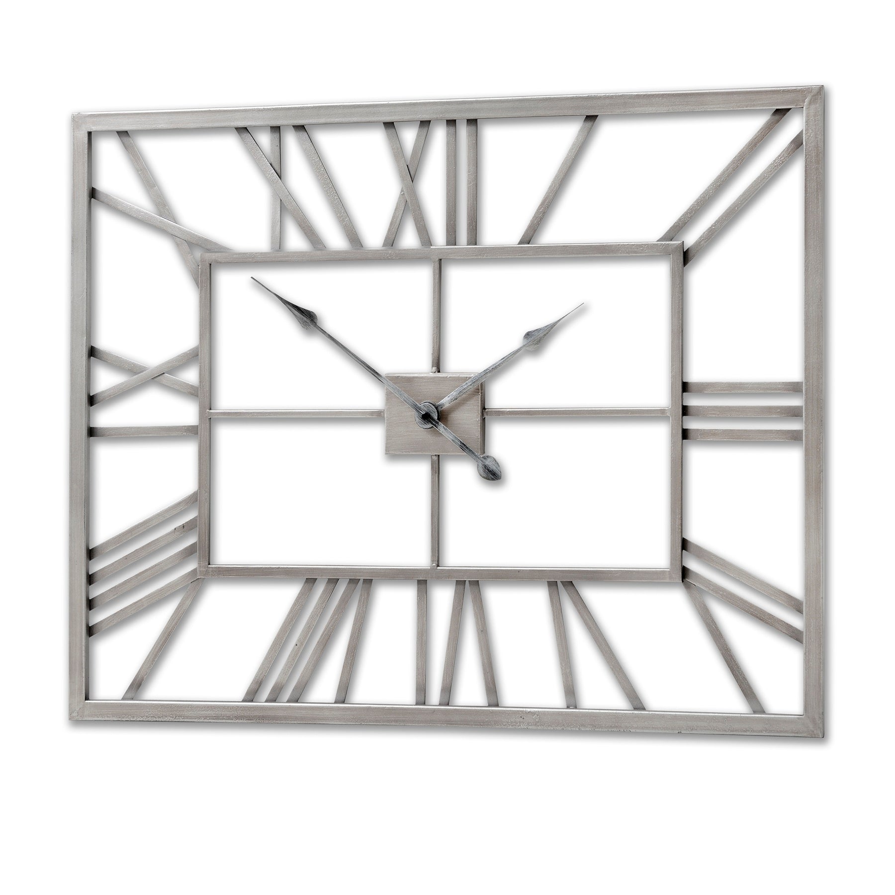 Silver Skeleton Wall Clock - Rectangular