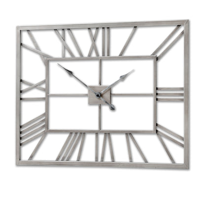 Silver Skeleton Wall Clock - Rectangular