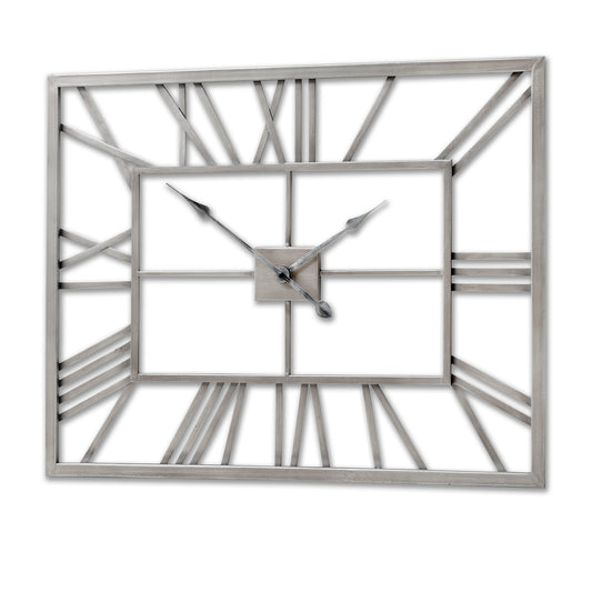 Silver Skeleton Wall Clock - Rectangular