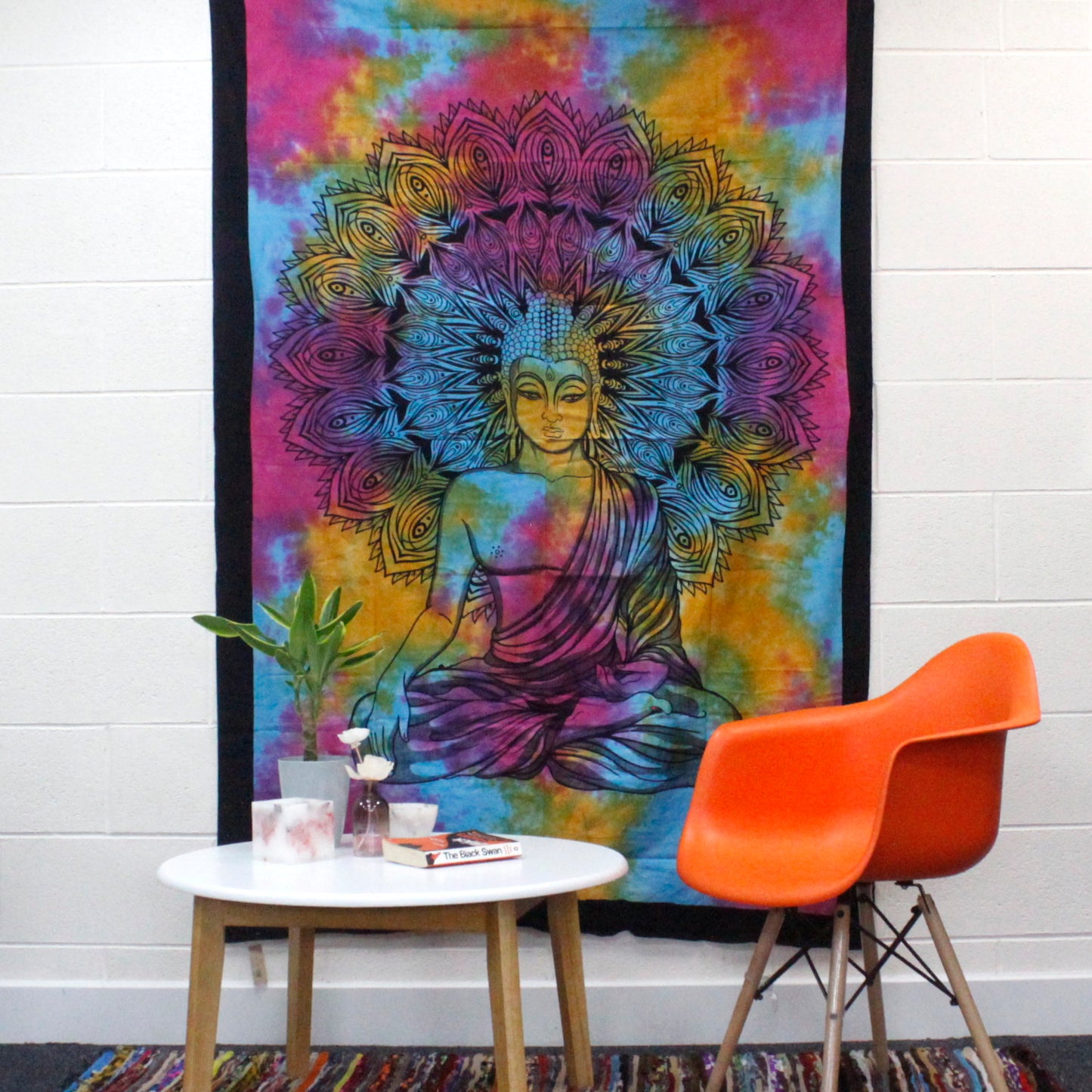 Single Cotton Bedspread / Wall Hanging - Chakra Buddha