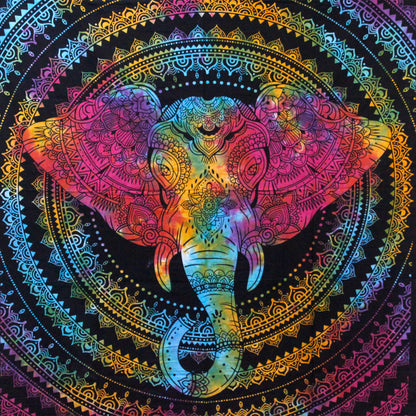 Single Cotton Bedspread / Wall Hanging - Elephant Head