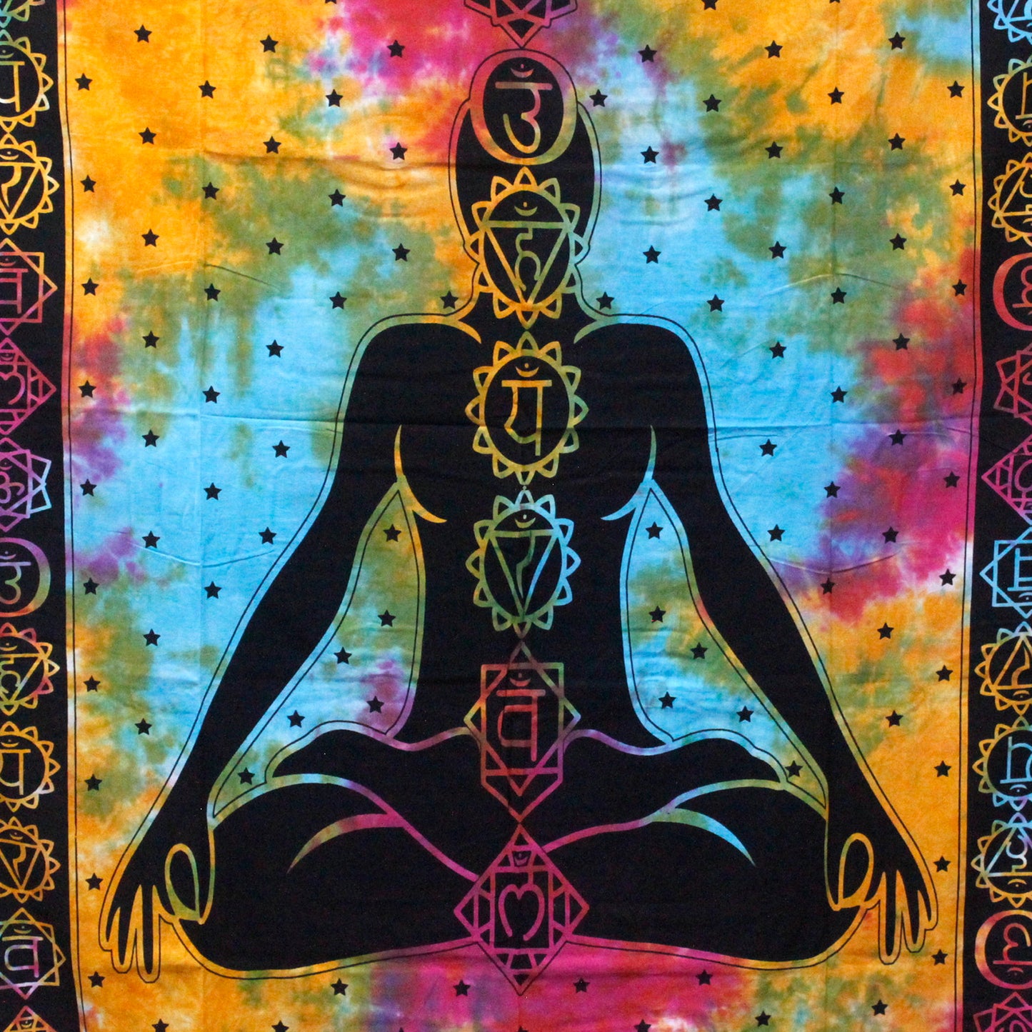Single Cotton Bedspread / Wall Hanging - Chakra Buddha