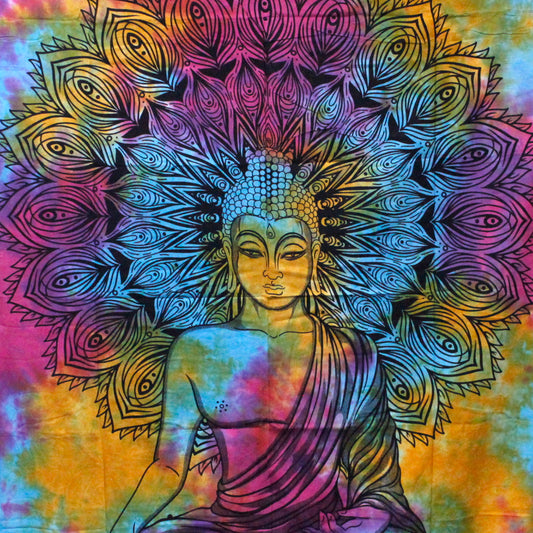Double Cotton Bedspread / Wall Hanging - Peaceful Buddha