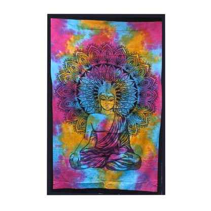 Double Cotton Bedspread / Wall Hanging - Peaceful Buddha