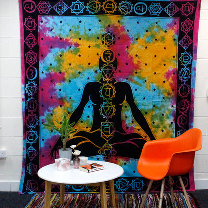 Double Cotton Bedspread / Wall Hanging - Chakra Buddha