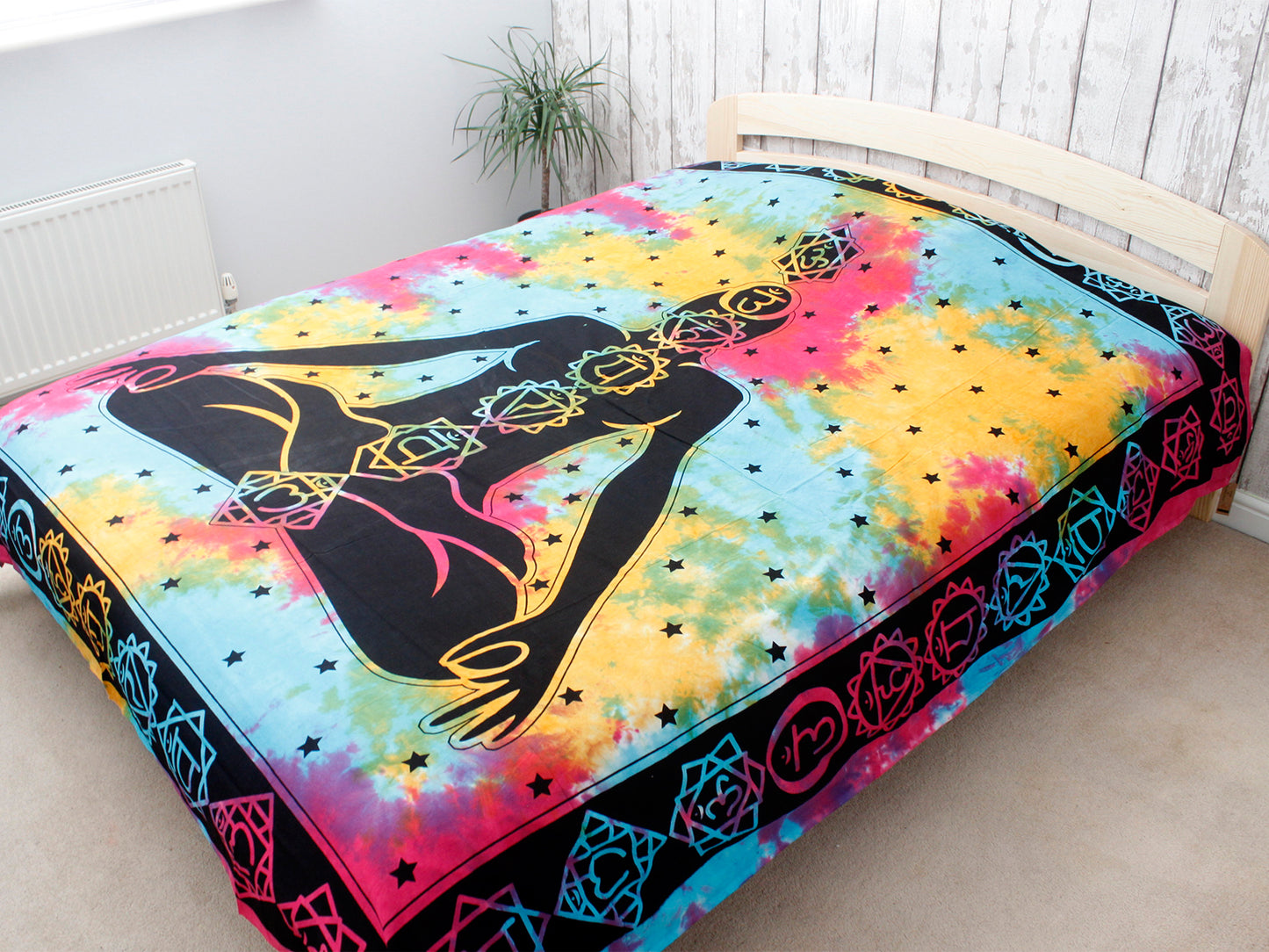Double Cotton Bedspread / Wall Hanging - Chakra Buddha