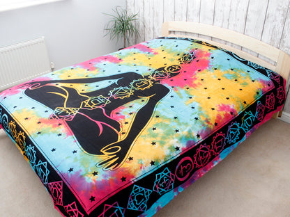 Double Cotton Bedspread / Wall Hanging - Chakra Buddha