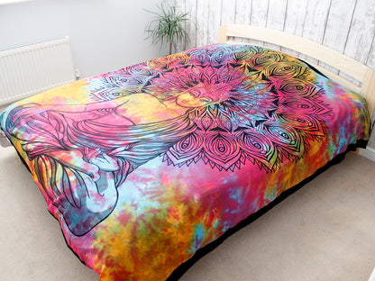 Double Cotton Bedspread / Wall Hanging - Peaceful Buddha