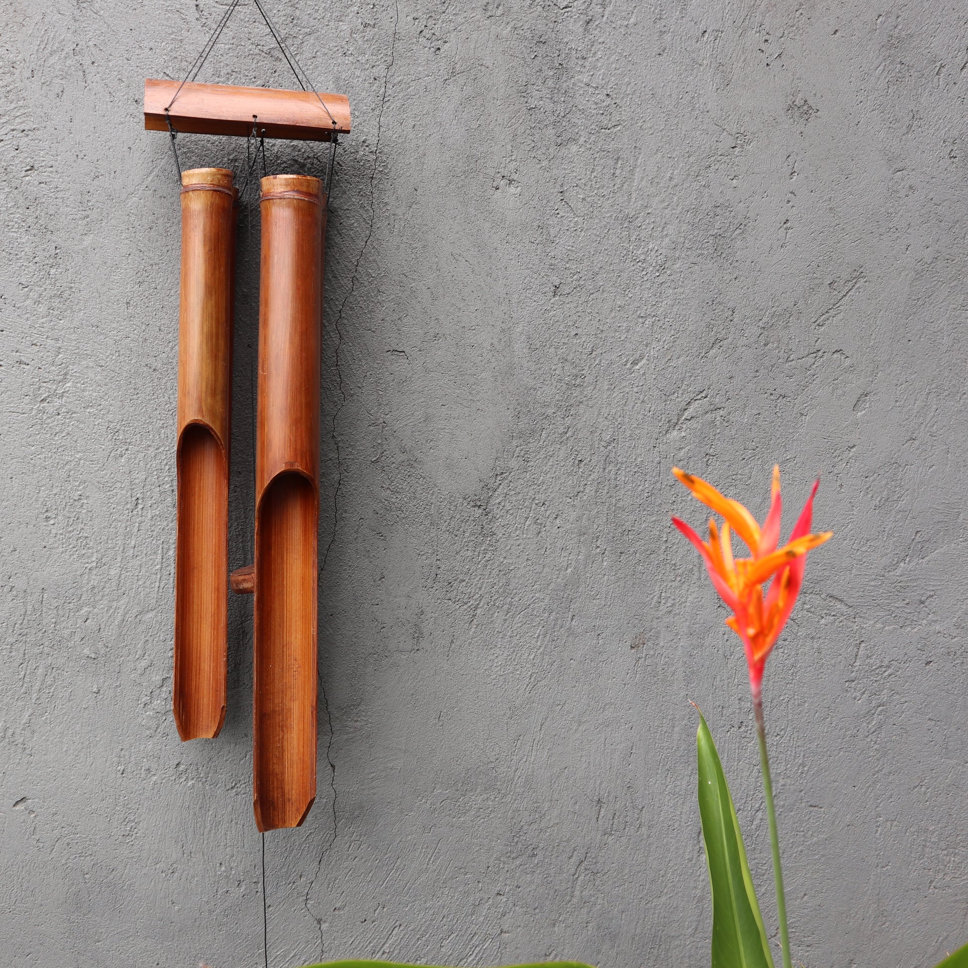 Natural Finish Bamboo Wind Chimes - 4 Large Tubes