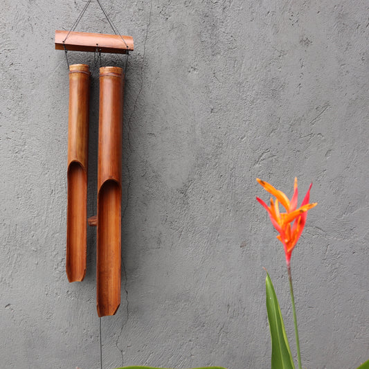 Natural Finish Bamboo Wind Chimes - 4 Large Tubes