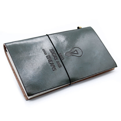 Handmade Leather Journal - Good Ideas and Other Dreams - Grey - 80 pages