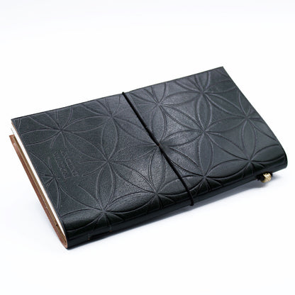 Handmade Leather Journal - Flower of Life - Green - 80 pages