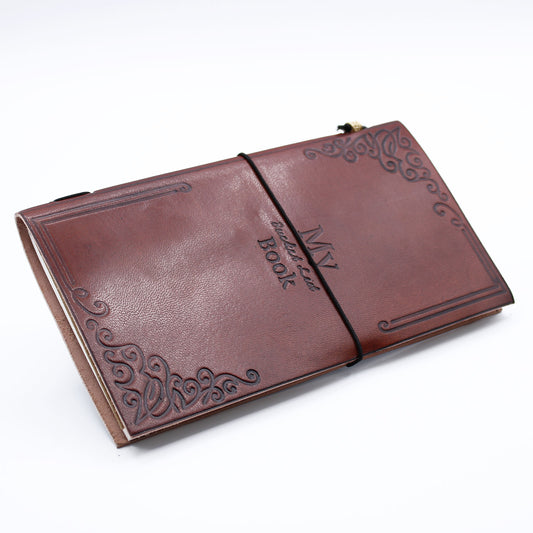 Handmade Leather Journal - My Bucket List Book - Brown - 80 pages