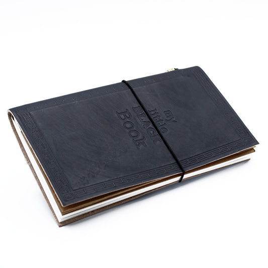 Handmade Leather Journal - My Little Black Book - Black - 80 pages