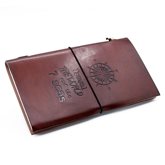 Handmade Leather Journal - Travel the World - Brown 80 pages